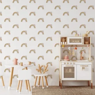 behang regenbogen roze hip huisje