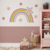 muursticker regenboog met sterren roze sterren voor de babykamer en kinderkamer decoratie