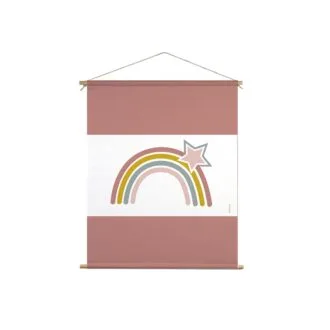 regenboog textielposter oudroze kinderkamer hiphuisje