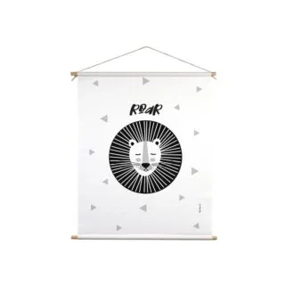 textielposter leeuw zwart wit hiphuisje