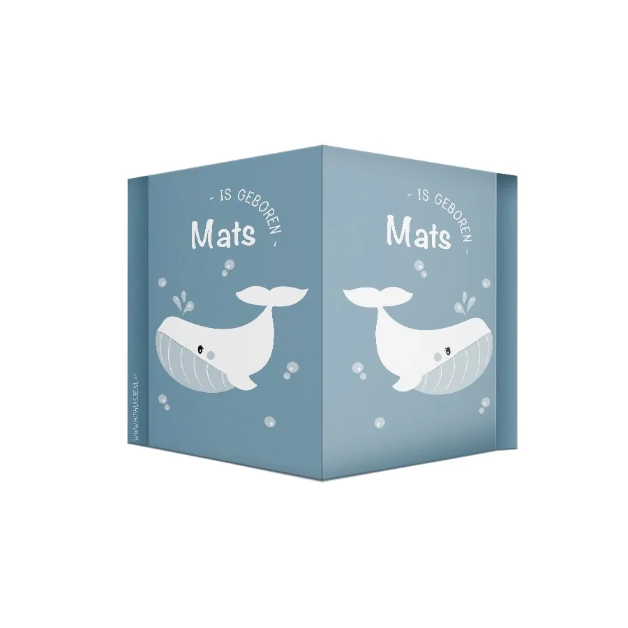 Geboortebord walvis jongetje geboorte hiphuisje