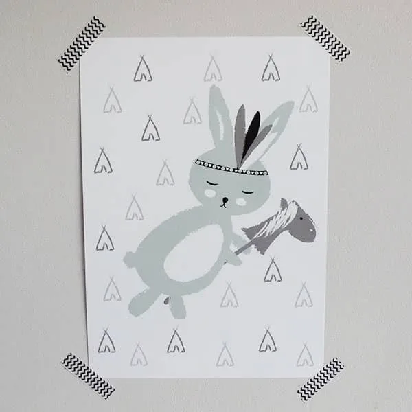 Poster konijntje groen kinderkamer babykamer Hip Huisje