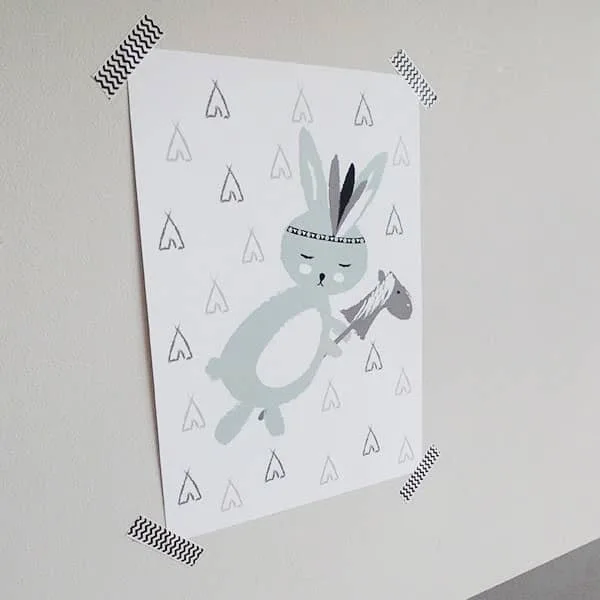 Poster konijntje groen tipi kinderkamer Hip Huisje