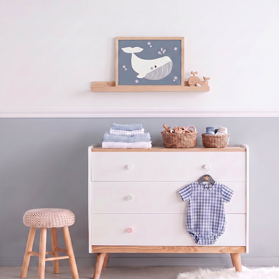 Poster walvis voor een schattige kinderkamer 3 Poster met walvis print blauw voor de kinderkamer