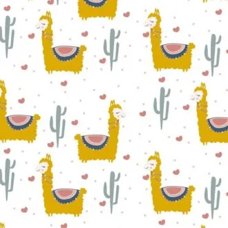 behang lama okergeel kinderbehang kinderkamer babykamer hiphuisje 2