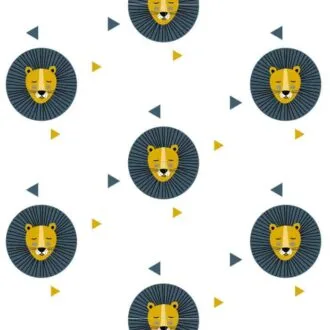 behang leeuw blauw oker kinderbehang dierenkamer kinderkamer hiphuisje 3