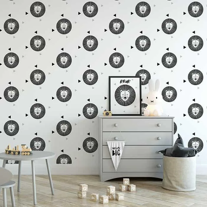 behang leeuw zwartwit kinderbehang kinderkamer 6