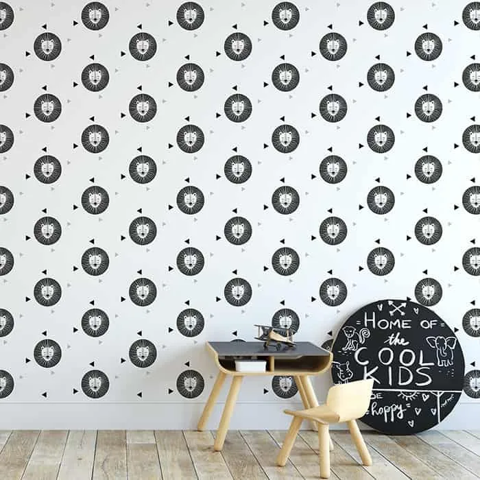 behang leeuw zwartwit kinderbehang kinderkamer jongenskamer hiphuisje 2