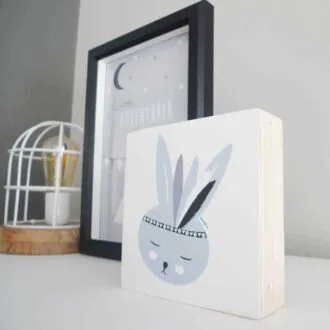 decoblok decoratie babykamer kinderkamer blauw wit hiphuisje