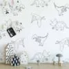 dino behang jongenskamer lijntekening dinosaurus monochrome kinderkamerstyling jongens hipuisje 3