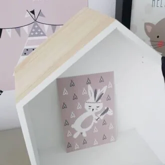 kaart konijntje kinderkameraccessoires roze hip huisje