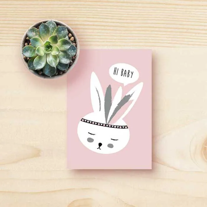 kaart konijntje roze meisje kinderkamer hiphuisje 2