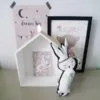 Kaart roze met schattig konijntje. 10 kaart roze konijntje babykamer kinderkamer deco hip huisje