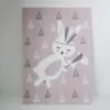 Kaart roze met schattig konijntje. 9 kaart roze konijntje meisjeskamer hip huisje