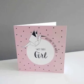 kaart wenskaart baby babygeboren geboorte babyshower meisje roze hiphuisje