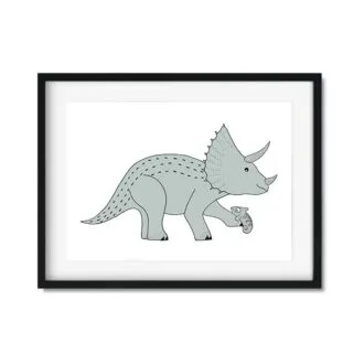 poster dino triceratops groen kinderposter hiphuisje 2