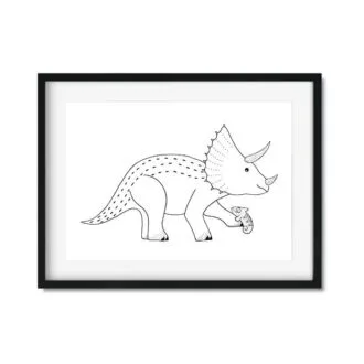 poster dino triceratops zwartwit hiphuisje 3