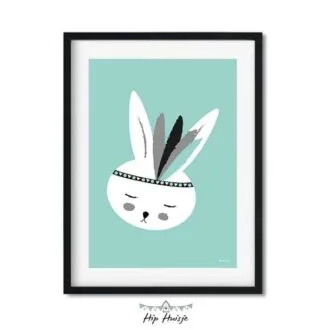 poster konijntje groen kinderkamer hiphuisje 2