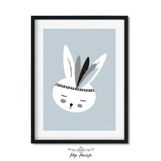 poster konijntje lichtblauw kinderkamer hiphuisje 2