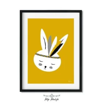 poster konijntje okergeel kinderkamer babykamer accessoires 3