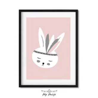 poster konijntje roze kinderkamer hiphuisje 2