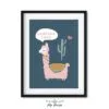 poster lama blauw kinderkamer babykamer accessoires 2