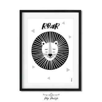 poster leeuw zwart wit monochrome kinderkamer jungle hiphuisje 2
