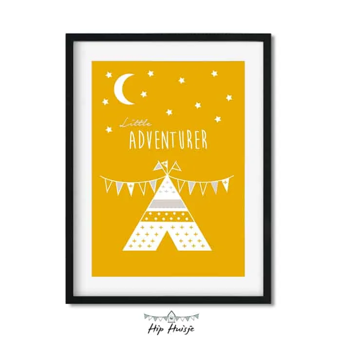 poster tipi okergeel babykamer accessoires