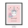Poster eenhoorn roze. 4 poster roze meisjeskamer eenhoorn kinderkamer accessoires
