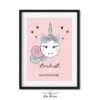 poster roze meisjeskamer eenhoorn kinderkamer accessoires