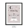 Roze poster dream big little one. 22 poster roze tipi meisjeskamer kinderkamer babykamer accessoires