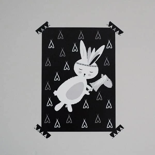 Poster tipi zwart wit. 9 poster zwart wit indiaantje Hip Huisje