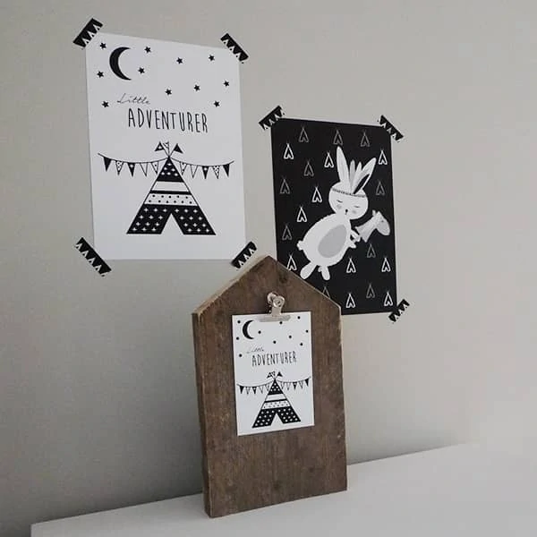 Poster tipi zwart wit. 11 posters kinderkamer