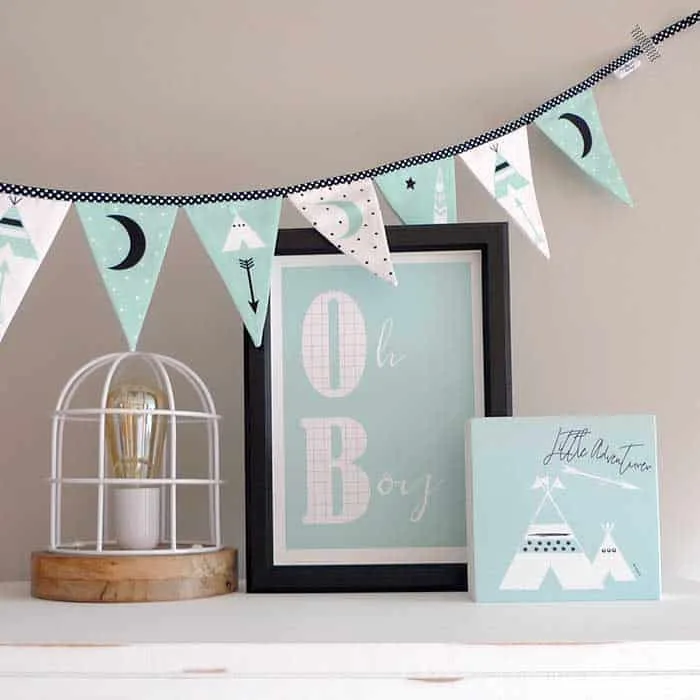 vlaggenlijn decoratie hout poster jongen kinderkamer babykamer hiphuisje