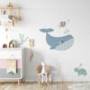 muursticker walvis in de oceaan voor de babykamer kinderkamer kindersticker muurdecoratie kinderkamer hiphuisje