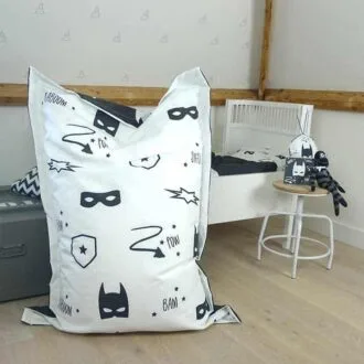 zitzak superhero zwartwit superhelden kinderkamer hiphuisje 2