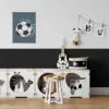 voetbal textielposter donkerblauw voor de kinderkamer