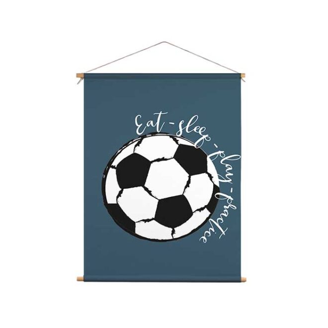 textielposter voetbal blauw kinderkamer