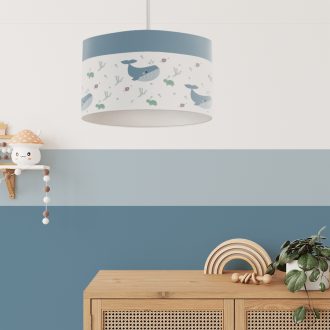 Hanglamp walvis plus XL behang lambrisering hip huisje