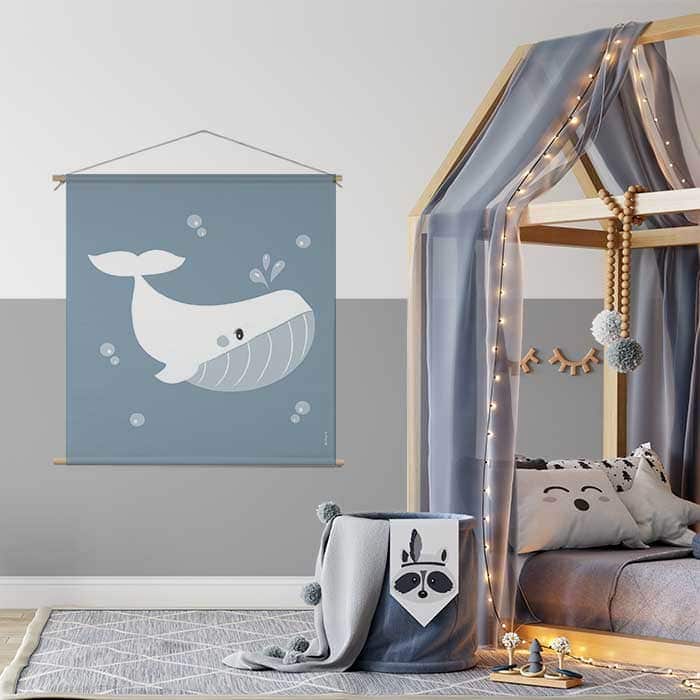 Textielposter XL walvis hiphuisje