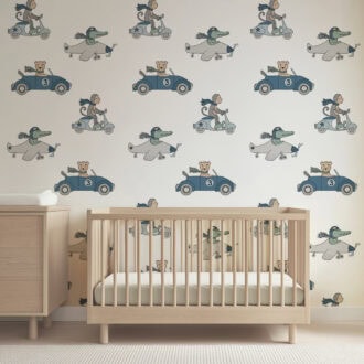 behang met dieren onderweg voor de jongenskamer