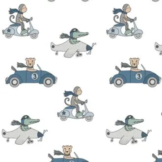 detail dieren onderweg behang blauw hiphuisje kopie