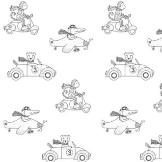 detail dieren onderweg behang zwartwit hiphuisje kopie