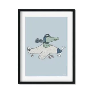 poster krokodil vliegtuig kinderposter kinderkamer hiphuisje