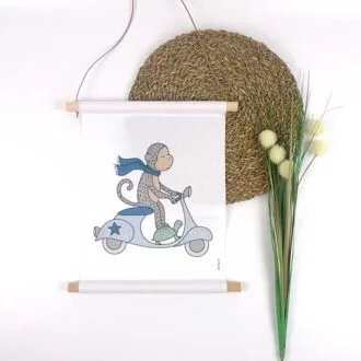 textielposter aap scooter a3 kinderkamer poster hiphuisje