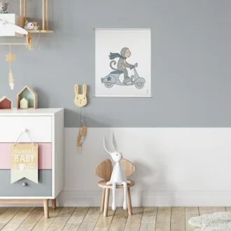 textielposter dieren onderweg aapje hiphuisje