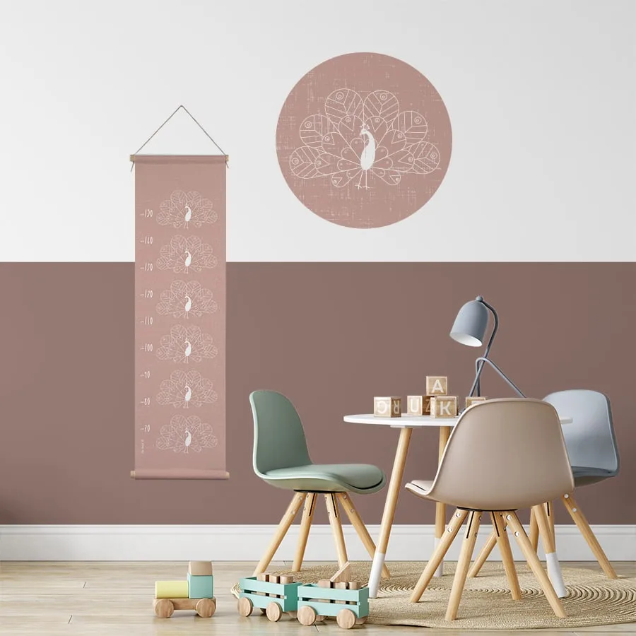 groeimeter pauw oudroze sfeer linnenlook hiphuisje