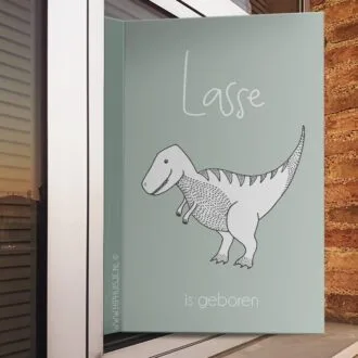 Geboortebord dino groen hiphuisje