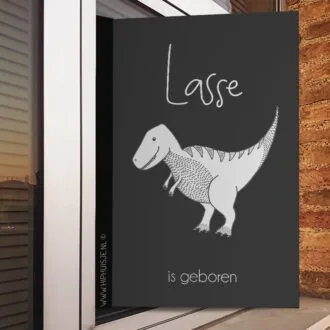 geboortebord dino zwartwit raambord hiphuisje