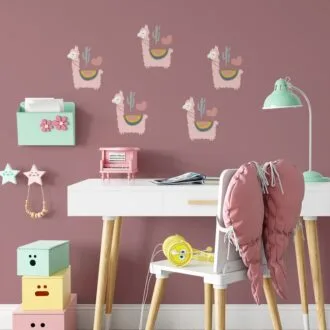 muurstickers lama roze klein voor een schattige meisjeskamer hiphuisje